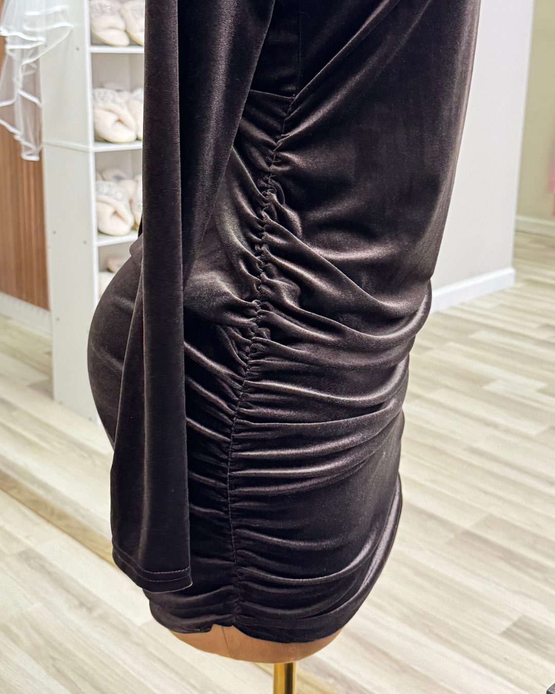 Rebel Midnight Velvet Mini Dress - Chocolate