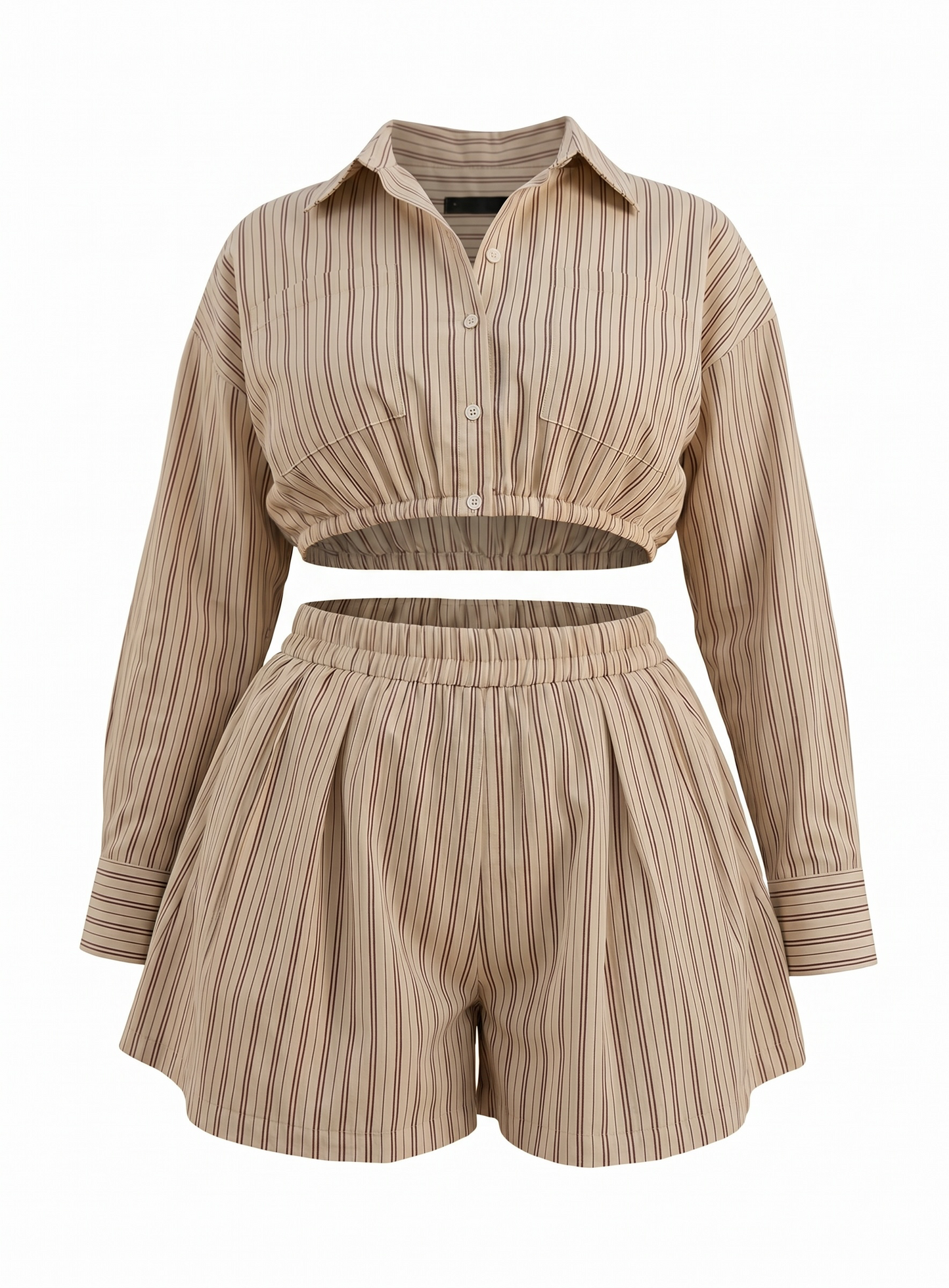 Rebel Riviera Stripe Short Set - Tan