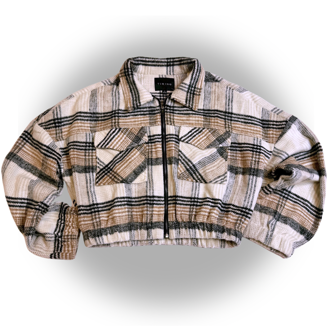 Plaid Wool Cropped Jacket