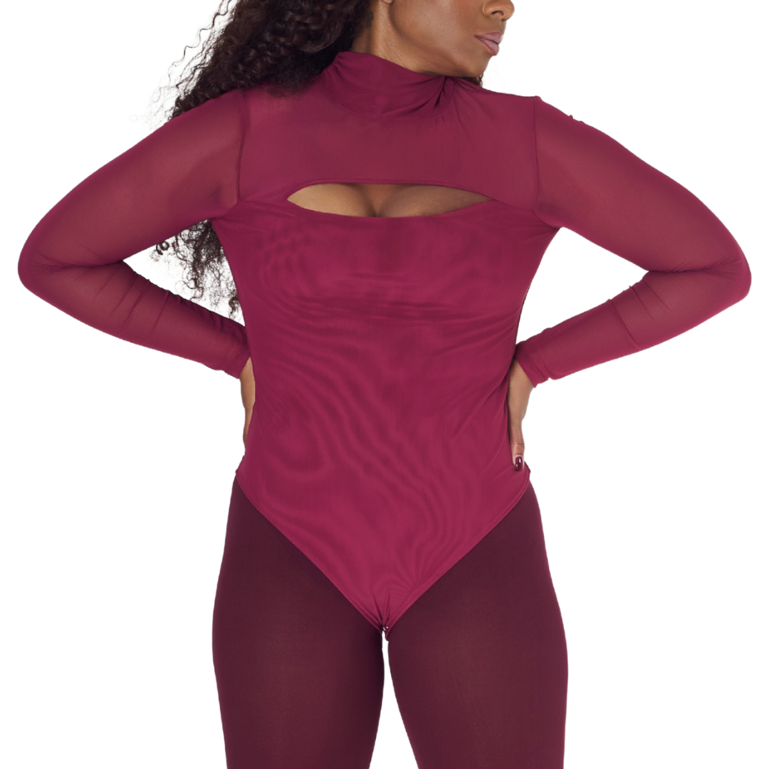 Burgundy Cutout Bodysuit
