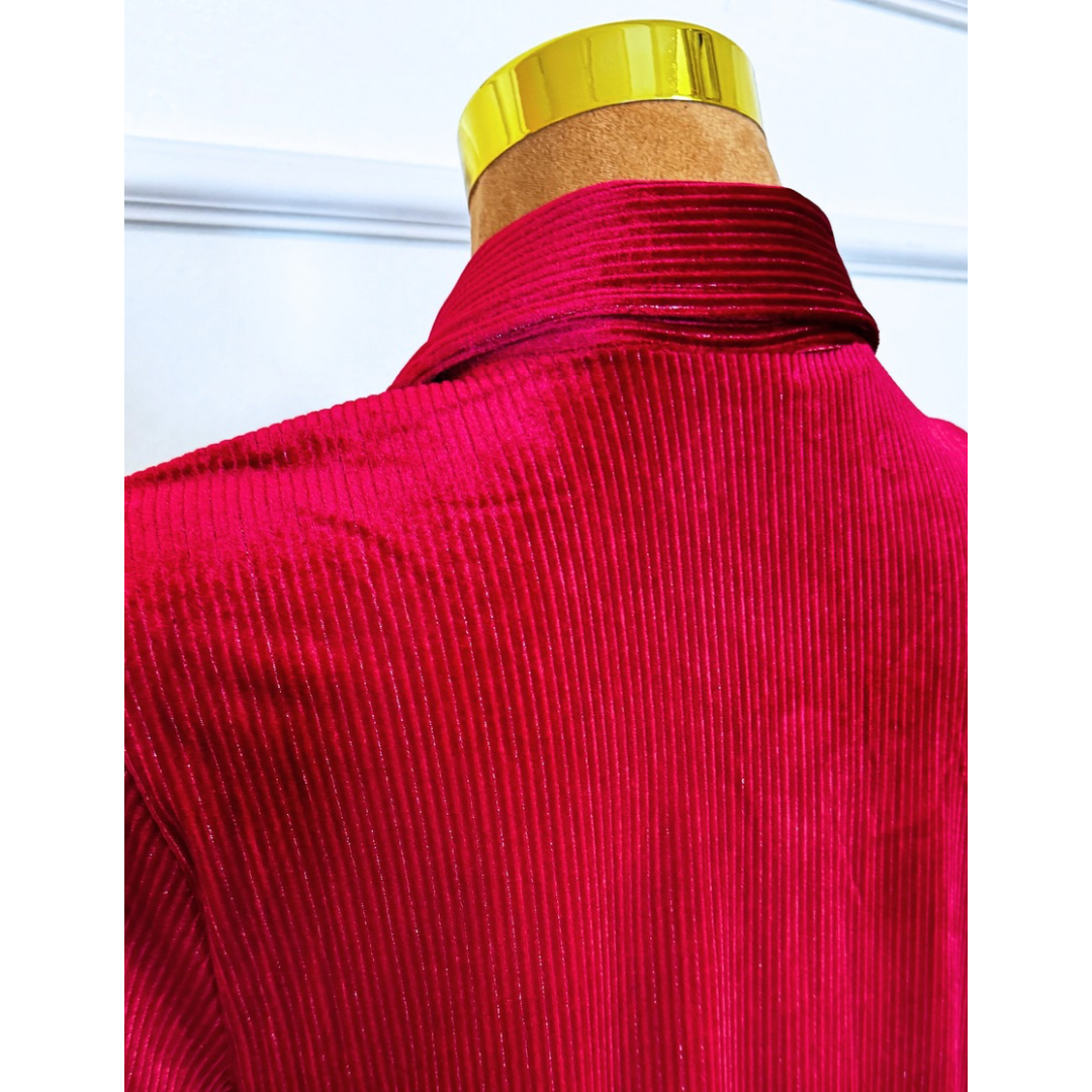 Red Plus Textured Fabric Button Down Dress