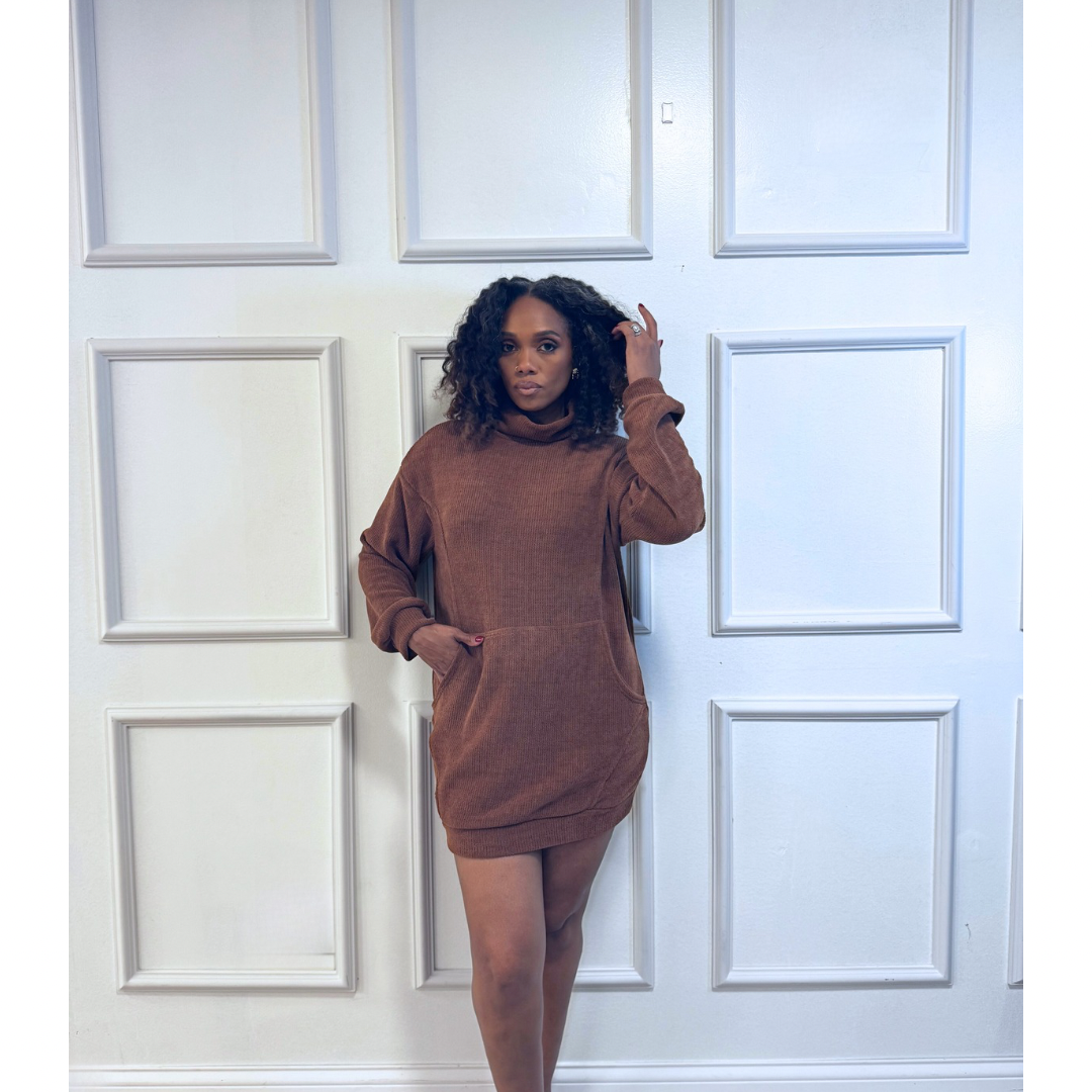Turtleneck Mini Sweater Dress