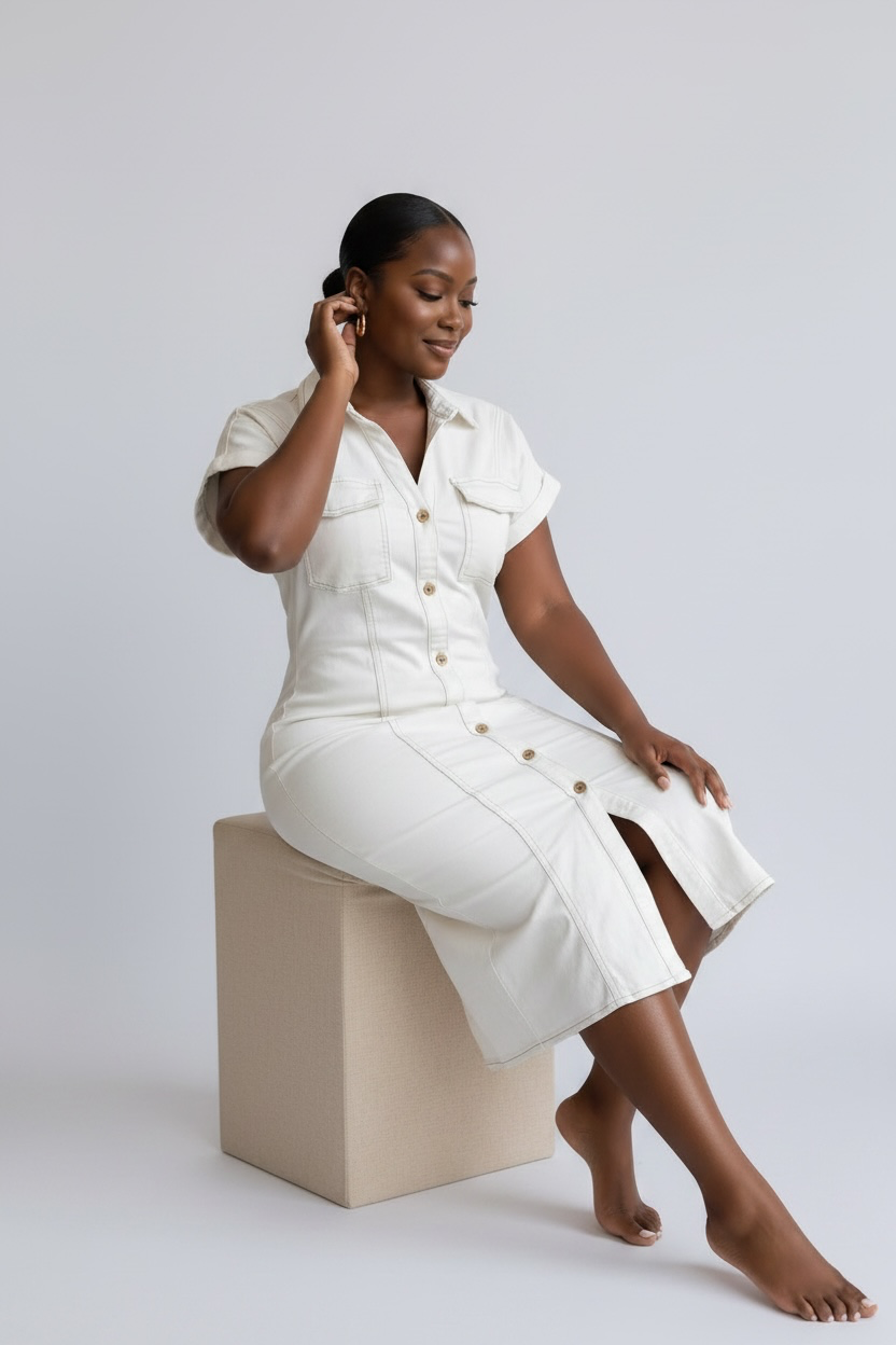 Rebel Ivory Denim Midi Dress