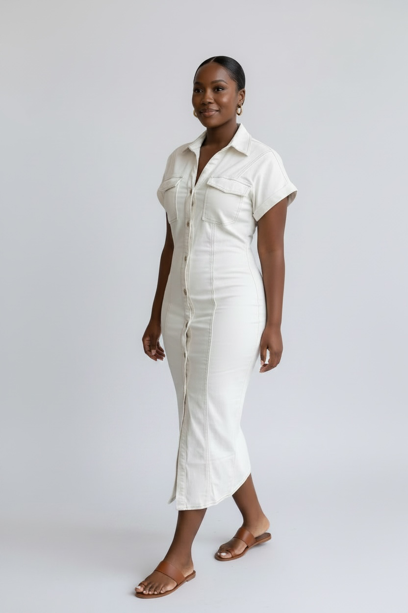Rebel Ivory Denim Midi Dress