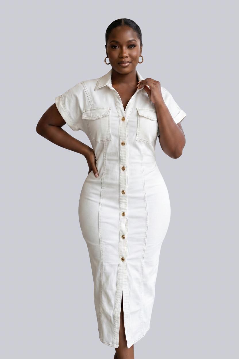 Rebel Ivory Denim Midi Dress