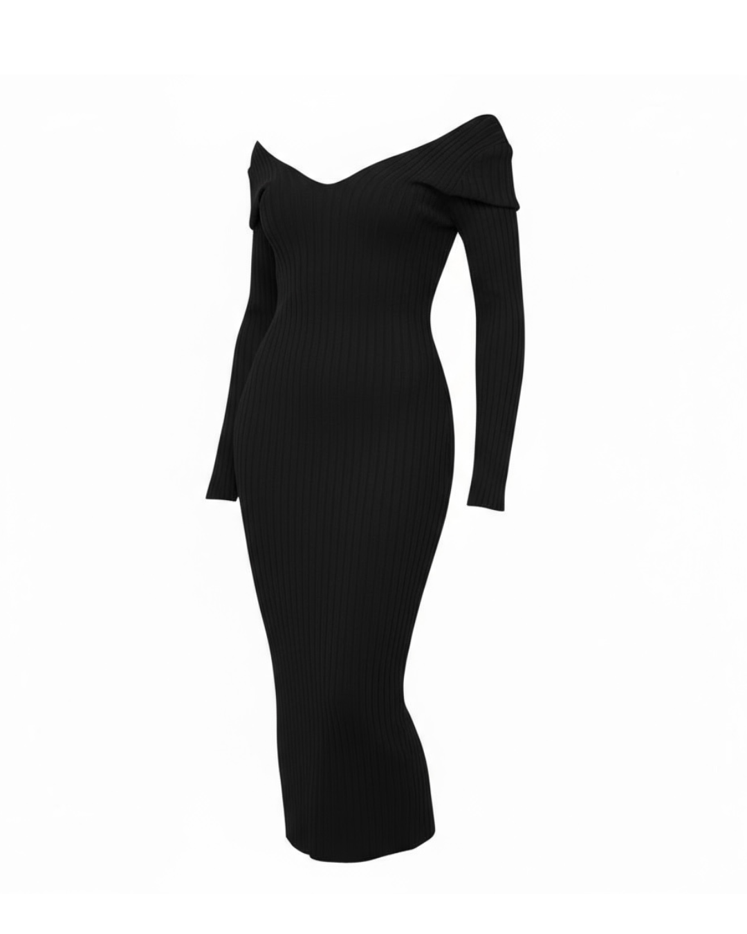 Deep V Neck Rib Maxi Dress