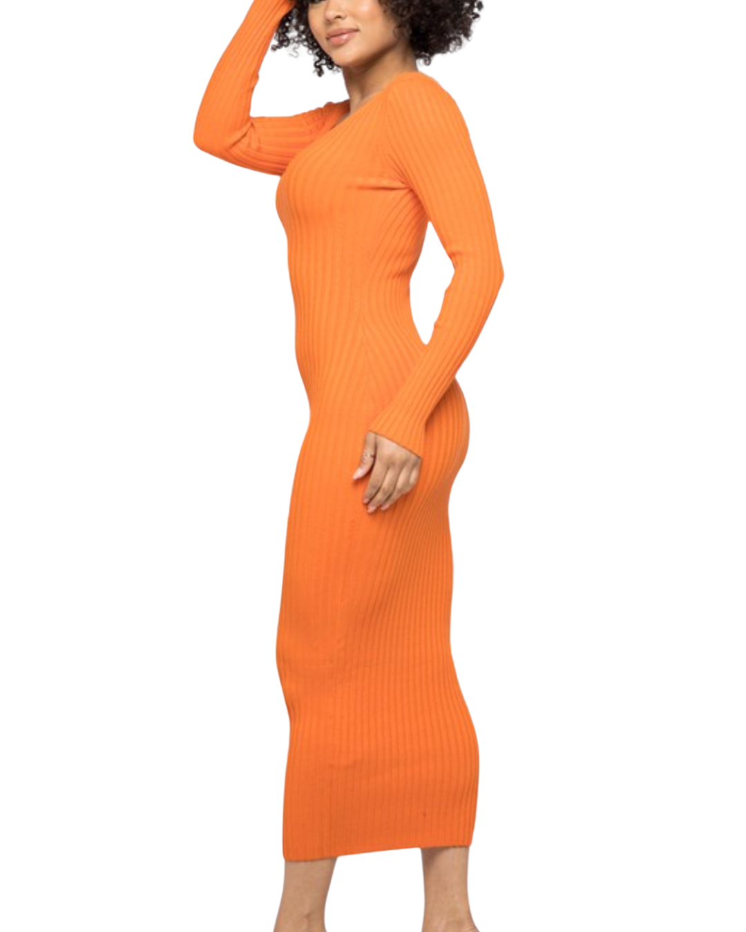 Deep V Neck Rib Maxi Dress