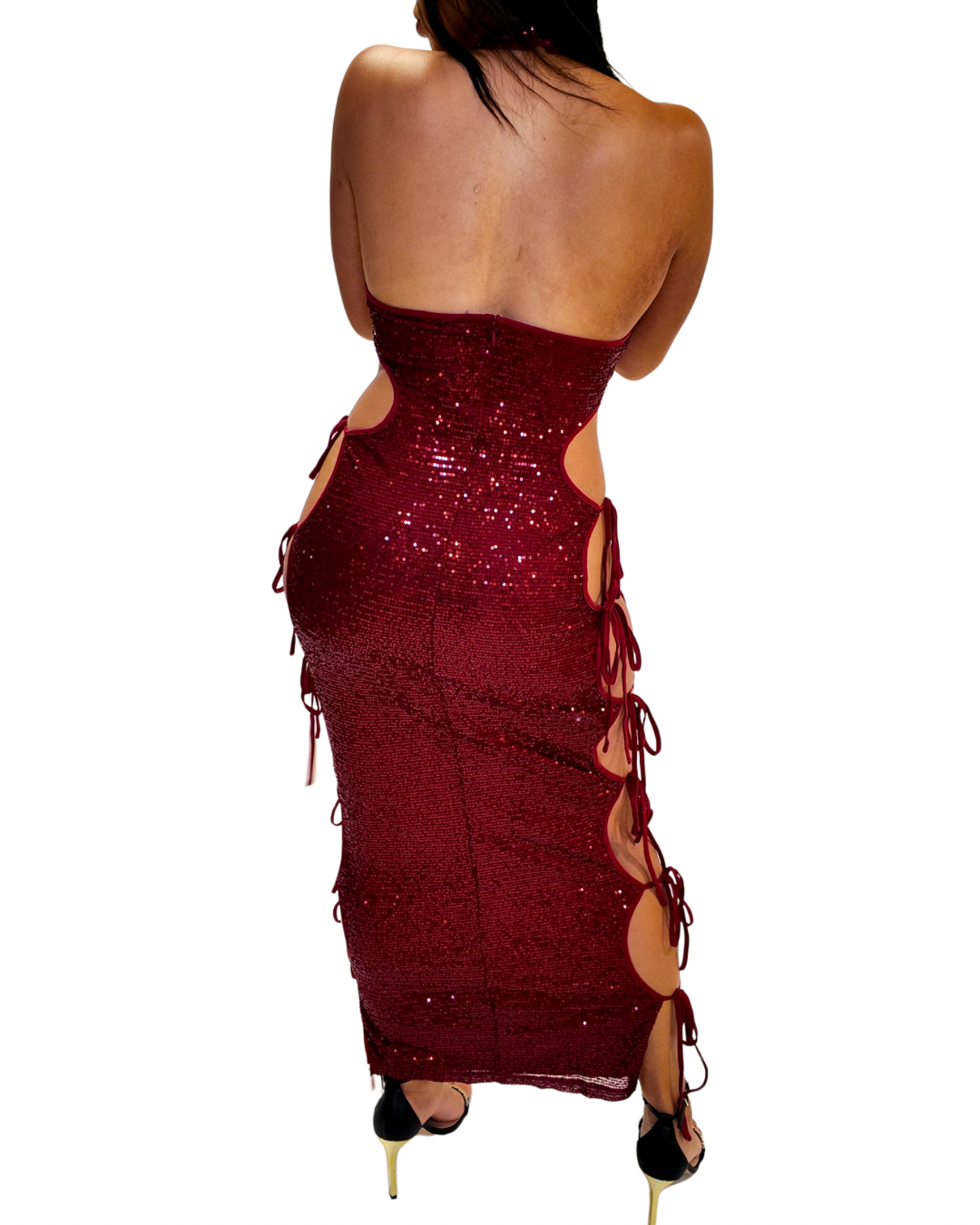 Red Sleeveless Sequin Maxi Dress