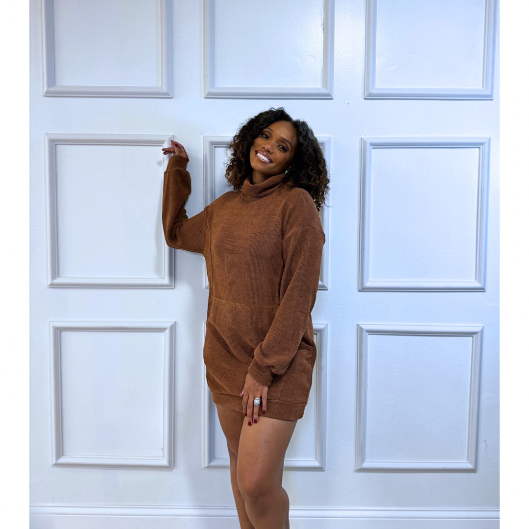 Turtleneck Mini Sweater Dress