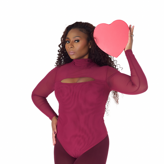 Burgundy Cutout Bodysuit