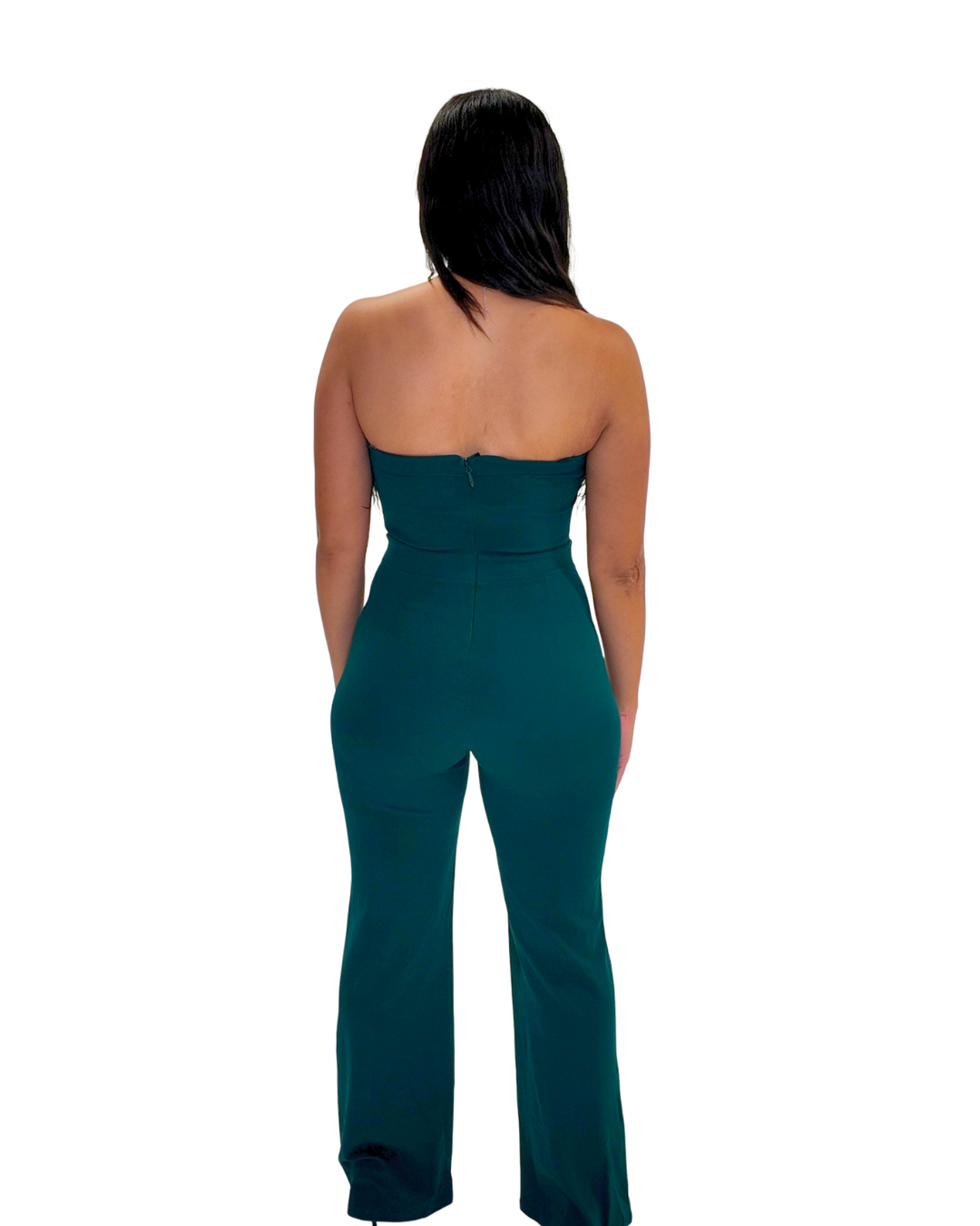 Hunter Green Feather Jumpsuit
