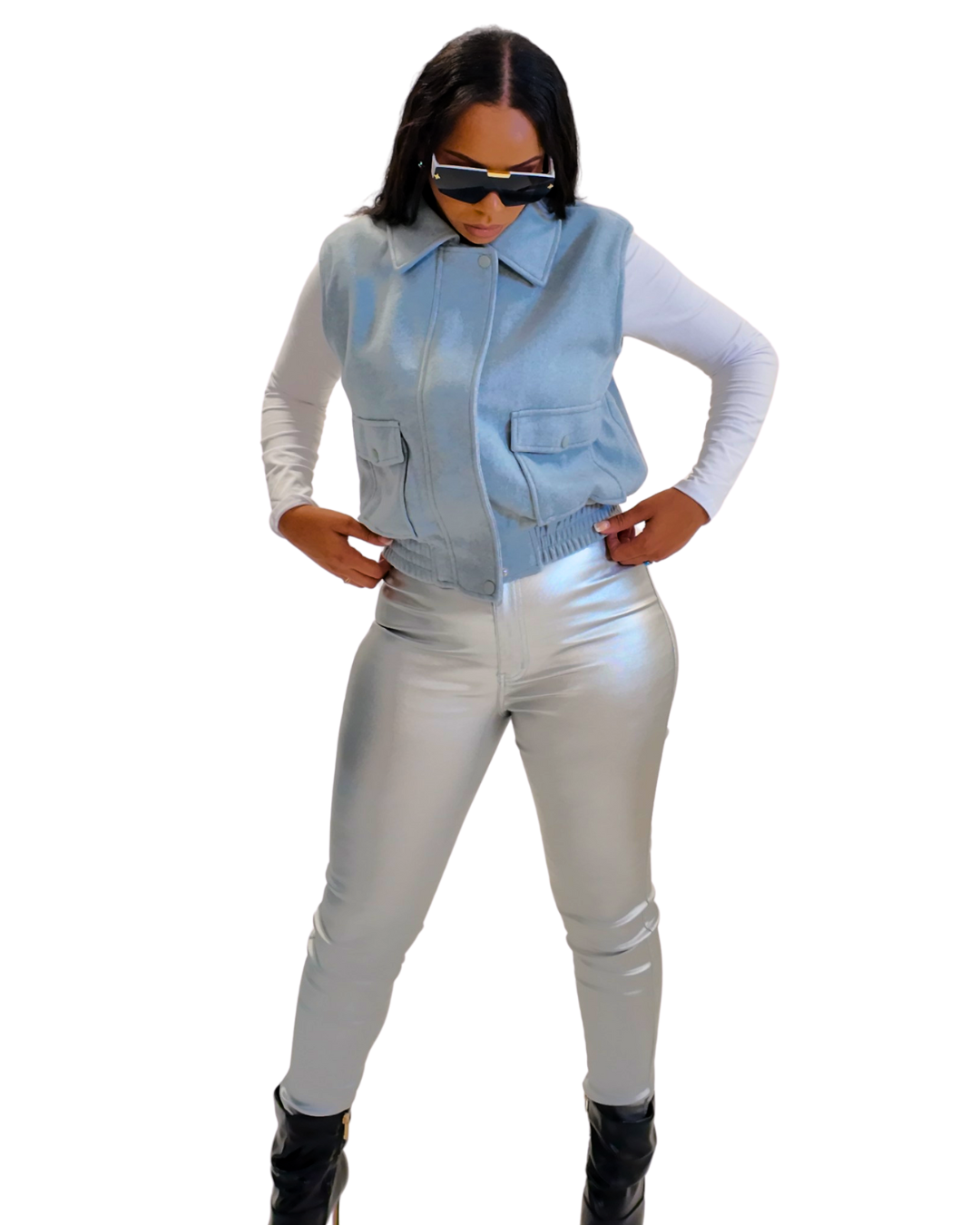 Silver Metallic Pants