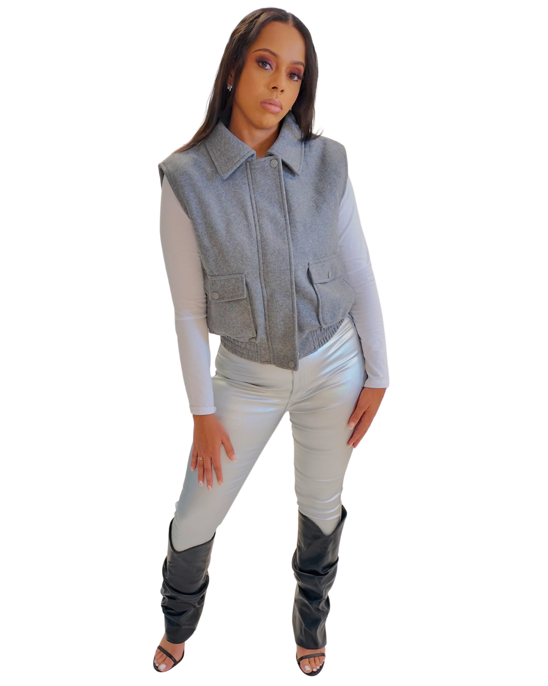 Grey Collar Vest