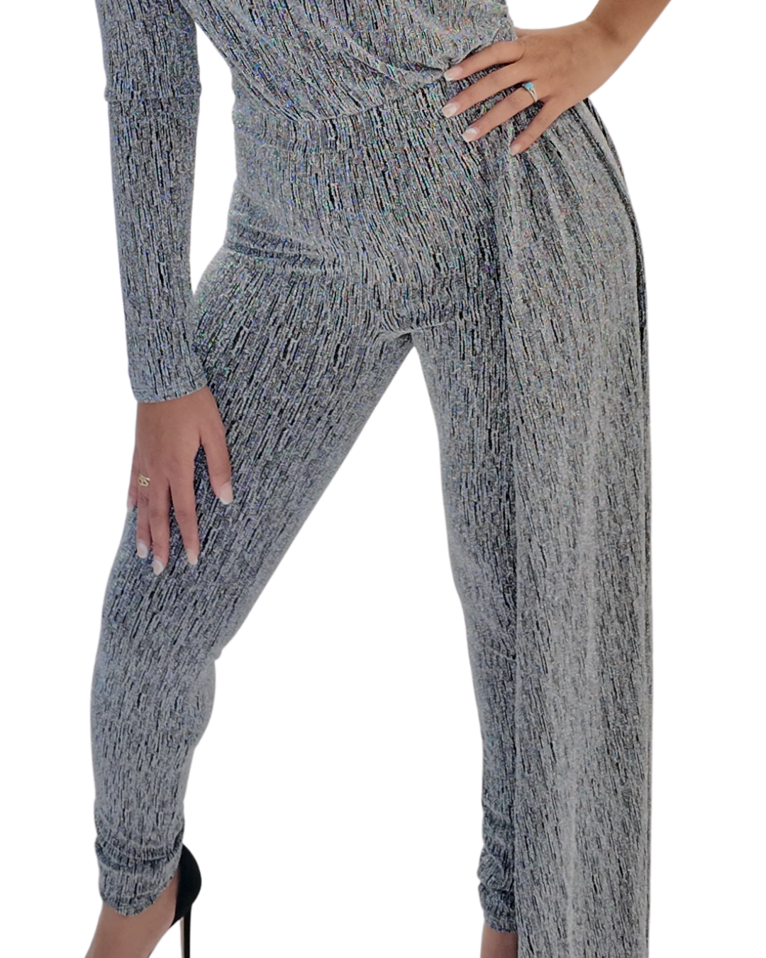 Silver One Shoulder Tail Jumpsuit